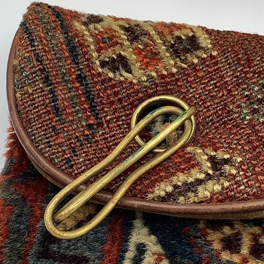 Milton Hefling NY Vintage Tapestry Leather Creation Suede Embroidery Clutch Bag